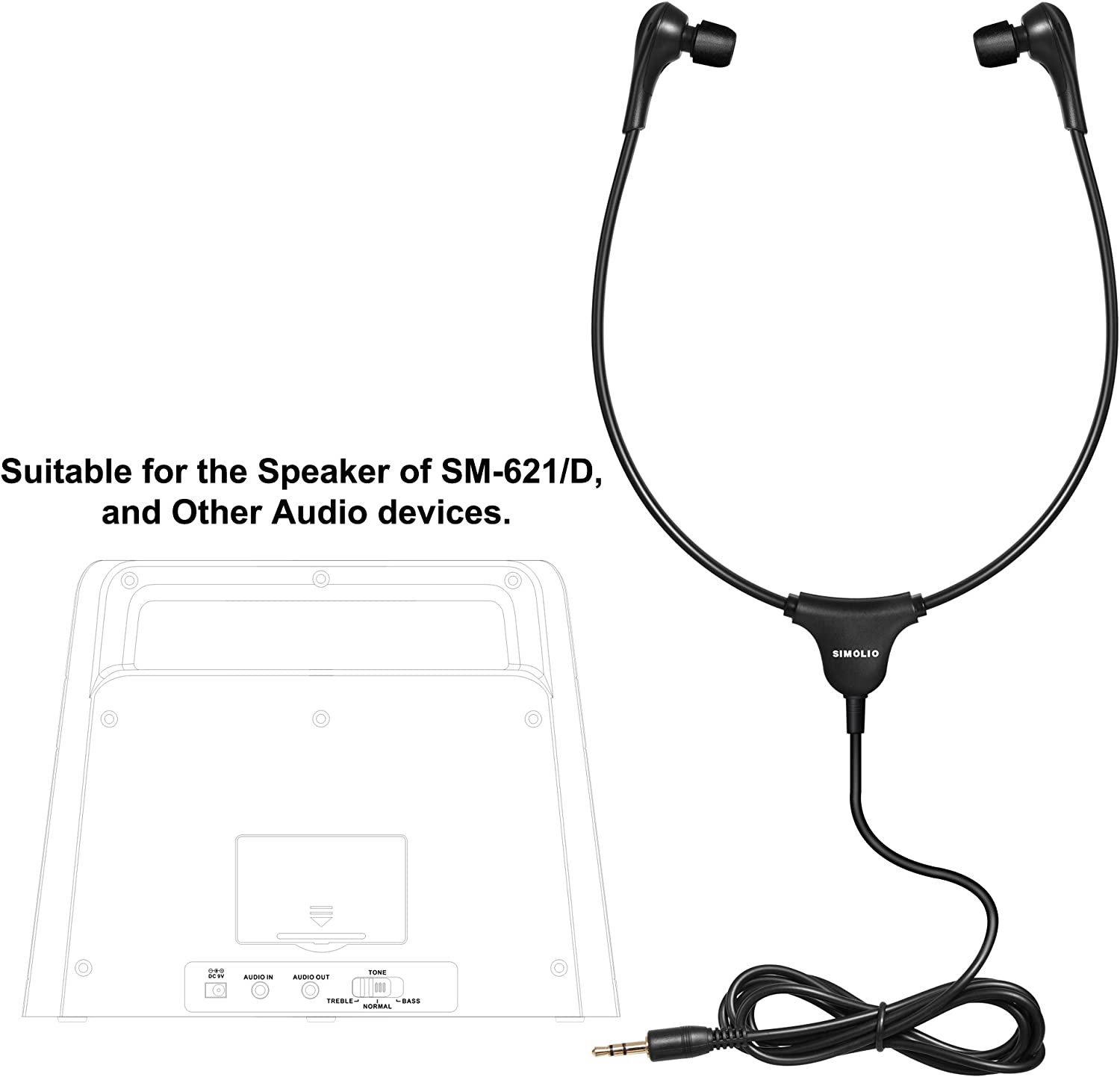 SIMOLIO wired noise isolating stethoscope headset for portable tv speakers