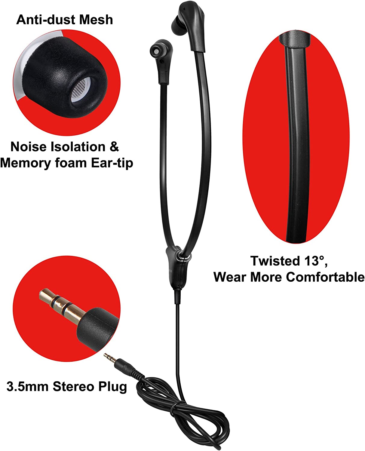 SIMOLIO wired noise isolating stethoscope headset soft ear tips