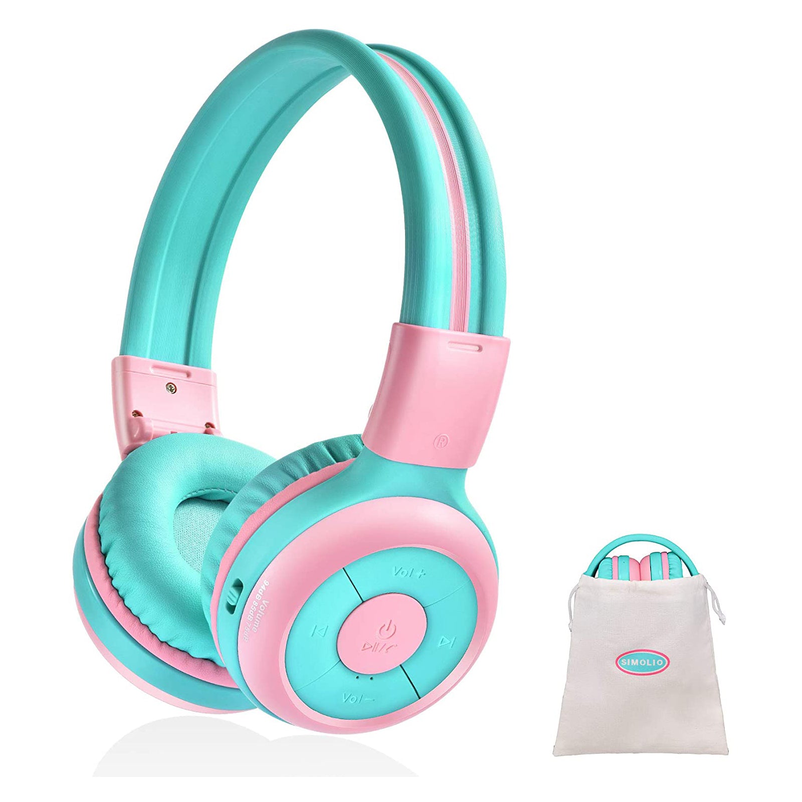 Simolio JH-714A kids bluetooth headphones with pouch for storage