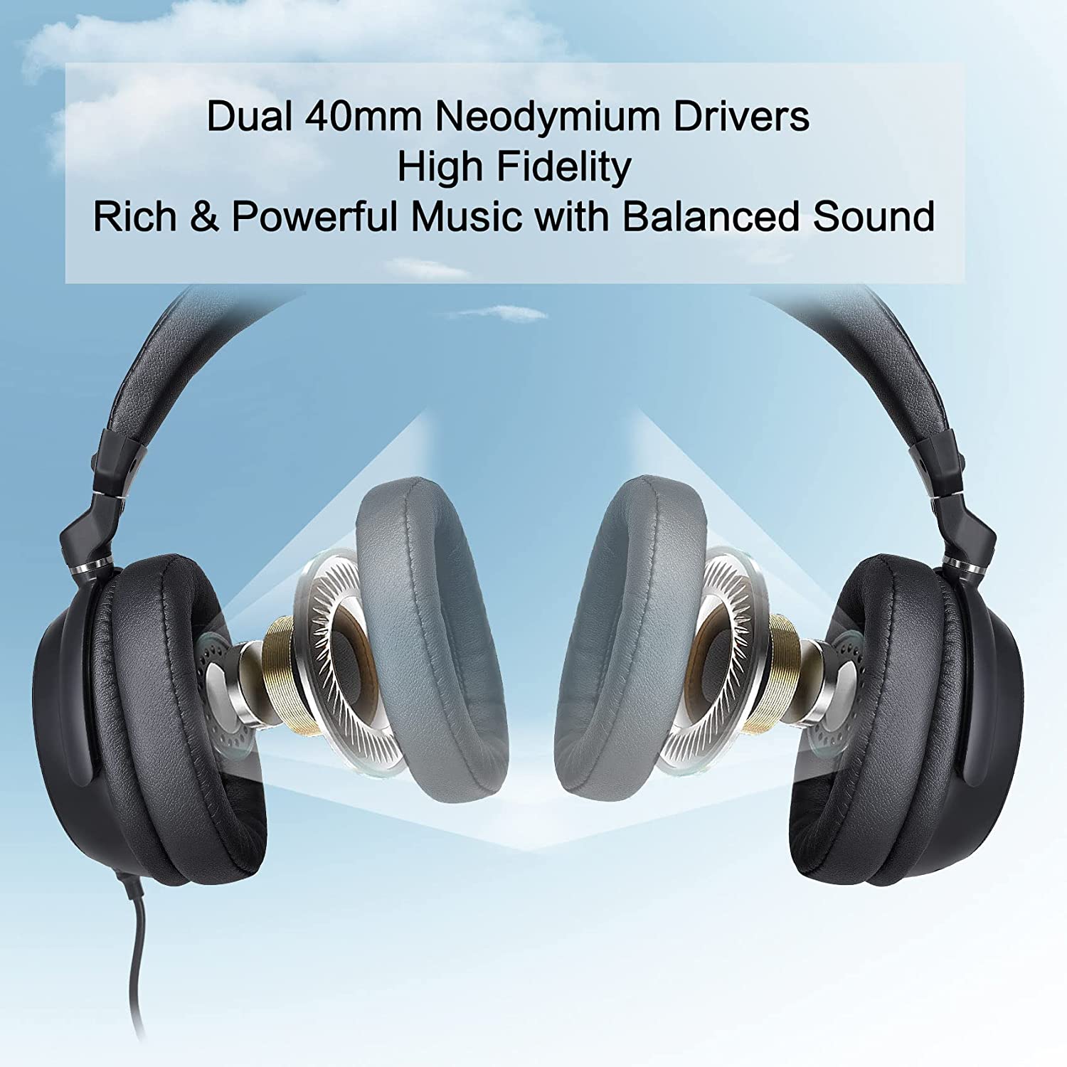 Simolio 906M wired over ear headphones dual 40mm quality sound