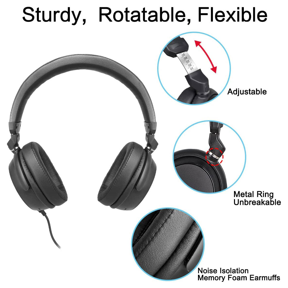 Simolio 906M wired over ear headphones flexiable rotatable sturdy