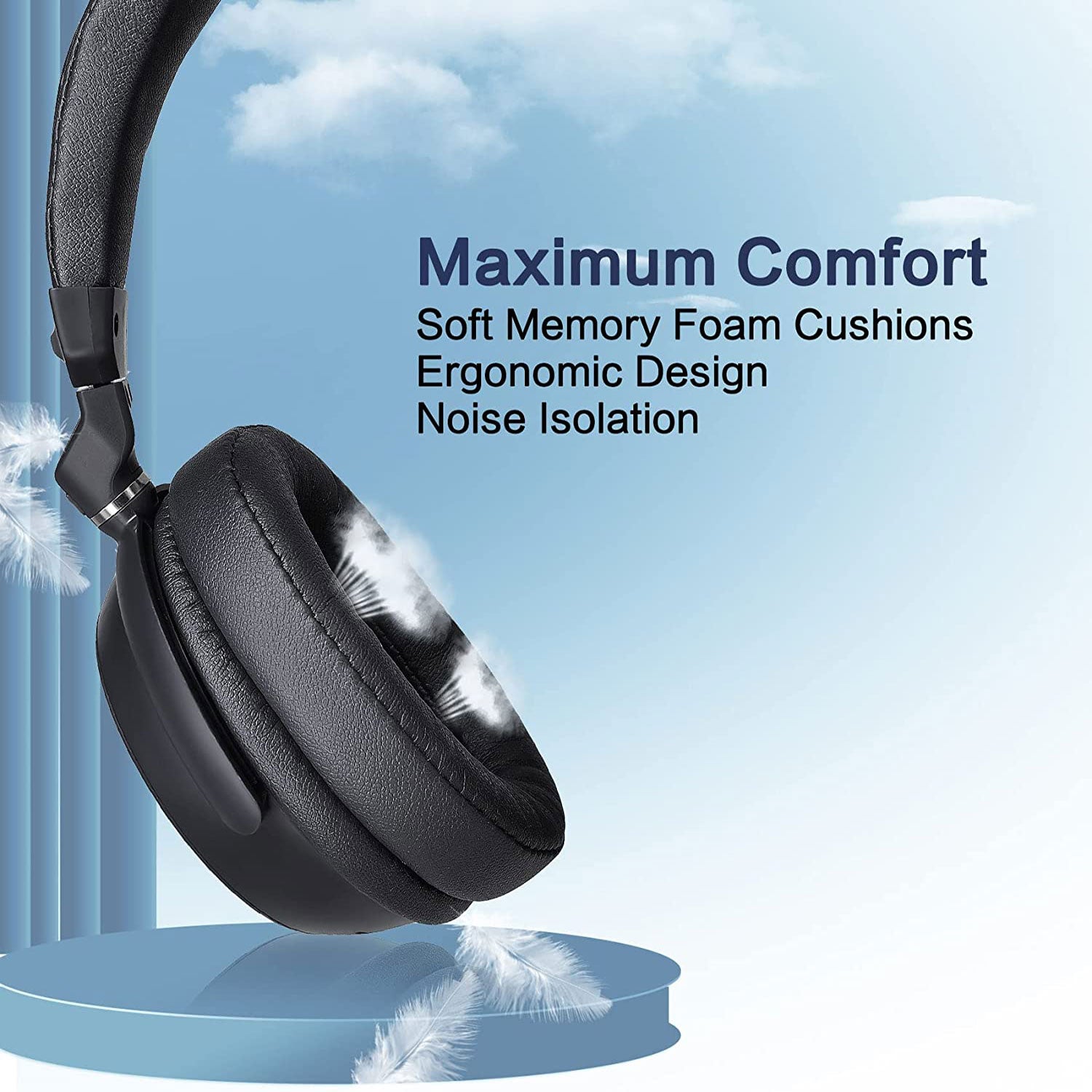 Simolio 906M wired over ear headphones momery foam cushion noise isolation