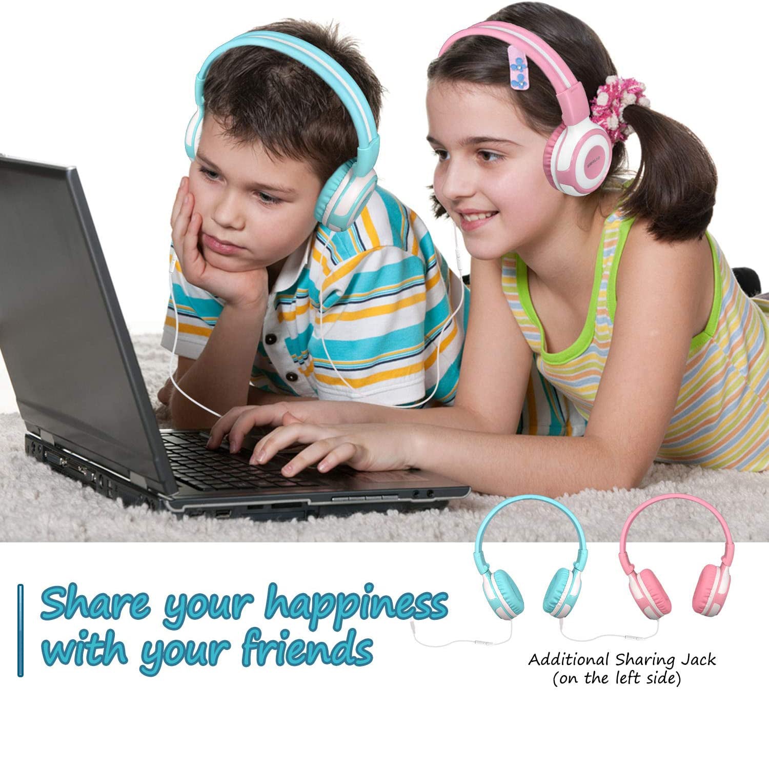 Simolio SM-903 wired headphones for kids with share port